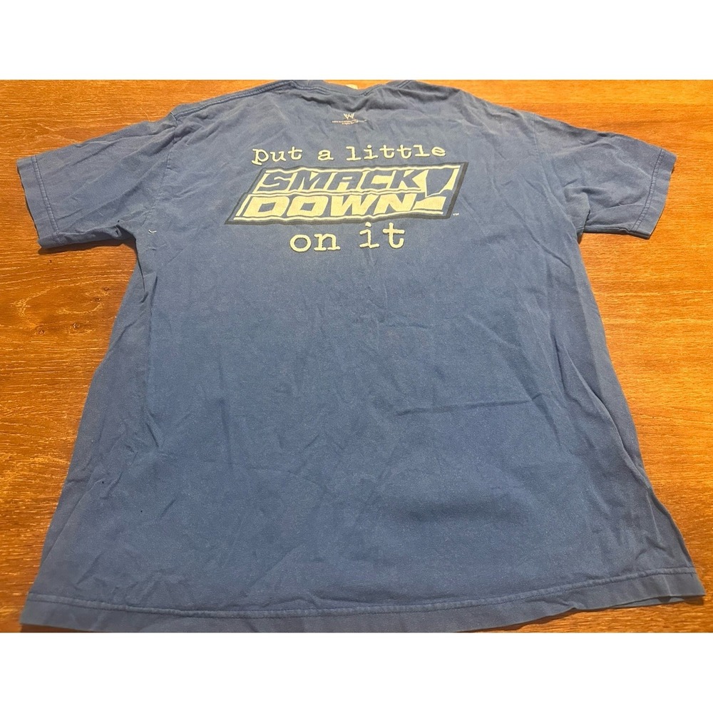 WWE Vintage Smackdown "Put A Little Smackdown On‎ It" Crew T-Shirt Size XL Blue